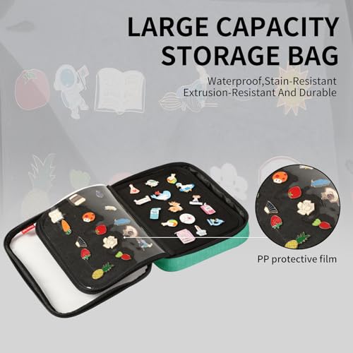 Image of Oeun fan Enamel Pin Display Book, Small Collections or Travel Pin Trading Book, Pin Collector Display Bag,6-Page Pin Display Board,Pin Display Case (Light Green)