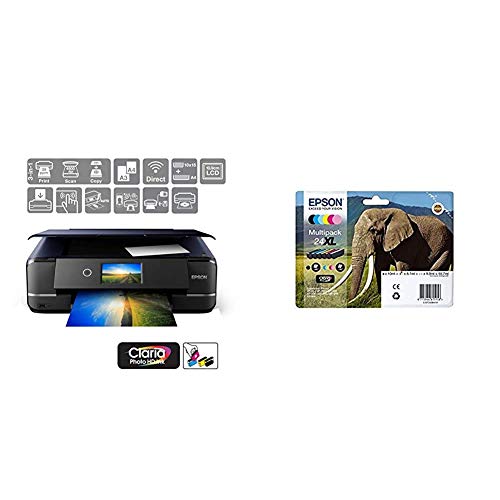 Epson Expression Photo XP-970 Print/Scan/Copy Wi-Fi Printer, Black & 24XL Elephant High Yield Genuine Multipack, 6-colours Claria Photo HD Ink Cartridges, Black/Yellow/Magenta/Cyan, XL High Capacity