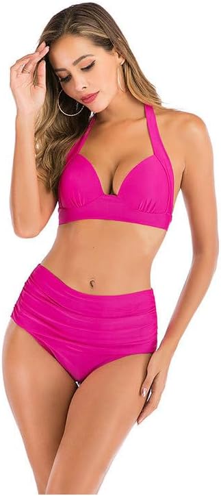Female Solid Color Bikinis for Womens Push Up Swimwear Sexy Beachwear Vintage Bathing Suit Halter Beachwear PQ-FRW-02A
