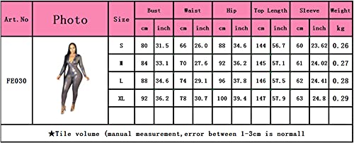 Duaruimo Women Deep V Neck Shiny Sequin Jumpsuit Long Sleeve Clubwear Party One Piece Rompers Sexy Bodycon Overalls,Pink,M #TOP6