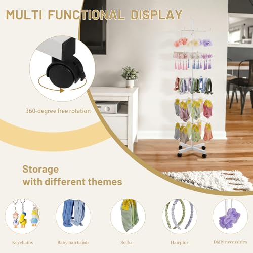 Image of Flenpptly Retail Display Stand Rotating Display Rack 5 Tier Spinning Display Stand for Craft Shows, Jewelry, Keychain, Earring Adjustable Height Retail Display Racks (5-Tier White)