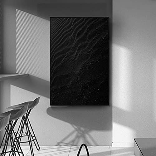 Peinture abstraite noir et blanc vague toile mur art affiche salon moderne 70x100 - 4