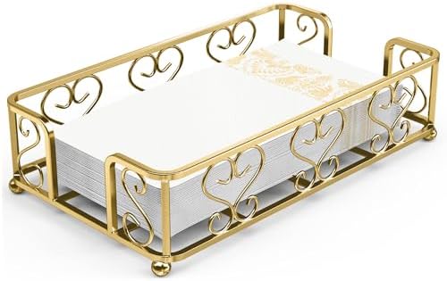 Gold Guest Towel Holder Tray for Bathroom – Napkin Orga...