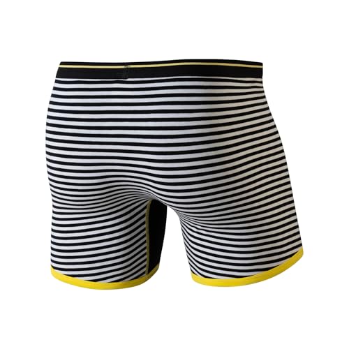Men's Boxer Briefs, Front Fly Stripes Pattern Cotton Underwear with ComfortFlex Waistband, 4-Pack2