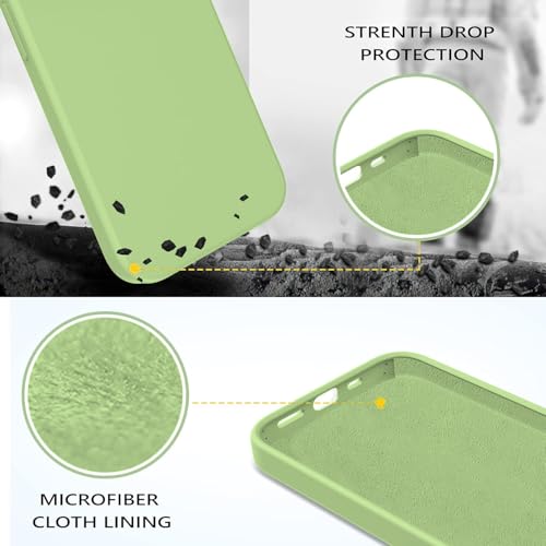Image of Elzzi Liquid Silicone Gel Rubber Microfiber Candy Non-Slip Full Body Protective Shockproof Phone Back Cover Compatible for iPhone 13 Pro 2021 (Matcha Green, 6.1 Inch)