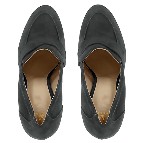 Image of MOOMMO Women Chunky Block Heel Pumps Closed Round Toe Slip On Oxford Loafers Shoes High Heels Snakeskin Work Pump Suede Loafer for Office Ladies Classic Formal Business Professional Fall 4-13 M US