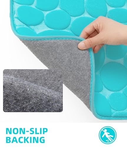 Image of YIHOUSE Memory Foam Bath Mat Cobblestone Bathroom Rugs Super Water Absorbent Bath Mats for Bathroom Machine Washable Bath Rugs(20 x 32 ,Teal)