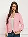 Women Casual 3/4 Sleeve Cropped Shrug Sweaters Summer Lightweight Knitted Cardigans Open Front 2024 Trendy Pink S