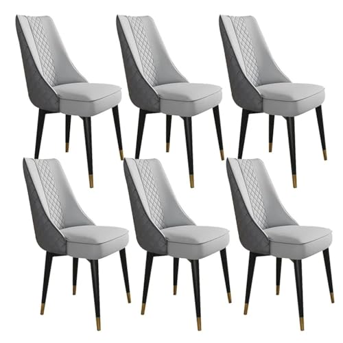 Image of Dream Furnishing - Set of 6 Dinning Chairs Elegant & Luxury Looks Strong Metal Frame Legs for Home Cafe Office Hotel (Dark Grey Light Grey Set of 6)