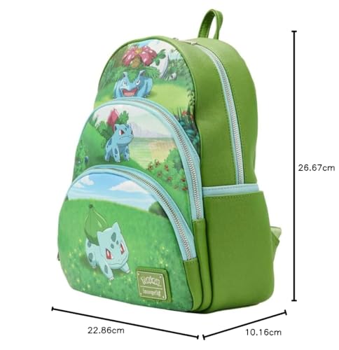 Loungefly Mochila Pokemon Bulbasaur Evolutions com bolso triplo | Ivysaur Venusaur para iniciantes t