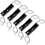 Stemedu 5pcs Single 18650 Battery Storage Case 1 Slot 3.7V Black Plastic Battery Container for 18650 Battery Holder Box with Connect Leads (Pack of 5)