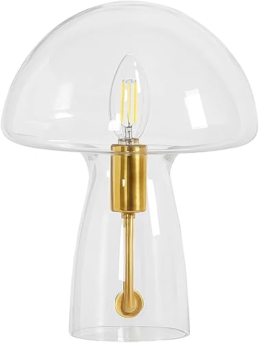 Miniatura 1 de Urban Lifestyle Lámpara de hongo transparente, luz de mesa de cristal de 12 pulgadas, decoración retro enchufable para dormitorio, sala de estar,