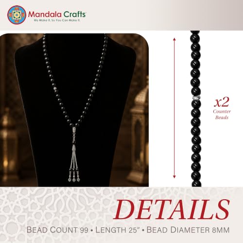 Image of Mandala Crafts Tasbih Muslim Prayer Beads 99 for Men & Women - Islamic Rosary Misbaha Tasbeeh Sibha - Zikr Dhikr Subha Beads for Ramadan Eid Gift