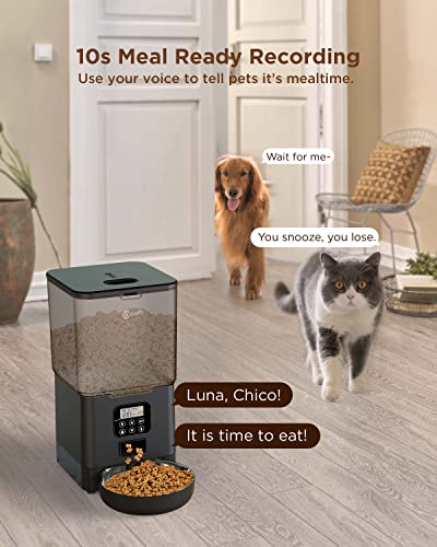 Ciays Automatic Cat Feeders, 5.6L Cat Food Dispenser Up To 20 Portions Control 4 Meals Per Day, Pet Dry Food Dispenser For Small Medium Cats Dogs, Dual Power Supply & Voice Recorder, Black #TOP2