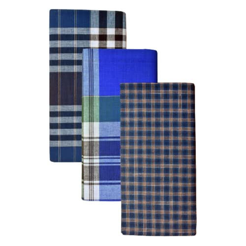 Image of BlueLeaf Men's Cotton Multi Color Lungis (Set of 3)