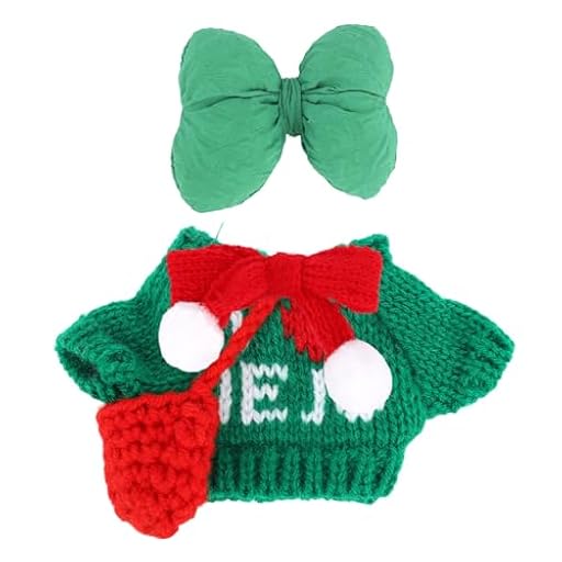 Fukaisu 4uds Conjunto Ropa para Muñecas, Hecha a Mano con Temática Navideña Suéter con Lazo y Bufanda Ideal para Muñecas de 17 cm Pie o Sentadas (Verde y Rojo) | Ya disponible en tu tienda friki favorita! En mundofriki.es! Fukaisu 4uds Conjunto Ropa para Muñecas, Hecha a Mano con Temática Navideña Suéter con Lazo y Bufanda Ideal para Muñecas de 17 cm Pie o Sentadas (Verde y Rojo) | Ya disponible en tu tienda friki favorita! En mundofriki.es!
