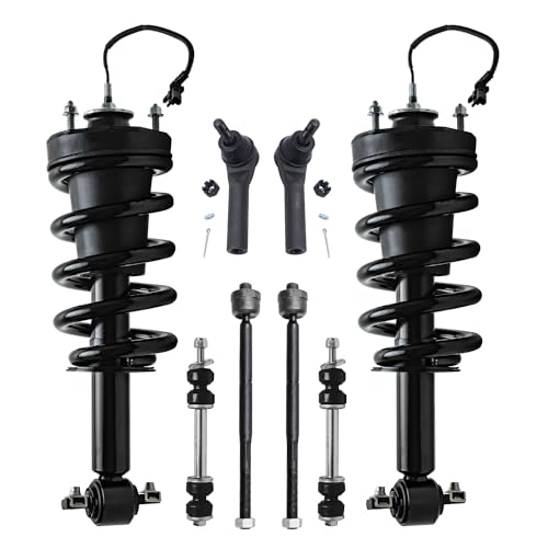 Image of Detroit Axle - Front 8pc Struts Kit for 2015-2018 Chevy Silverado 1500 GMC Sierra 1500, 2015-2019 Tahoe Suburban Yukon XL Escalade ESV, Struts & Coil Spring Sway Bars Tie Rods [MagneRide Suspension]