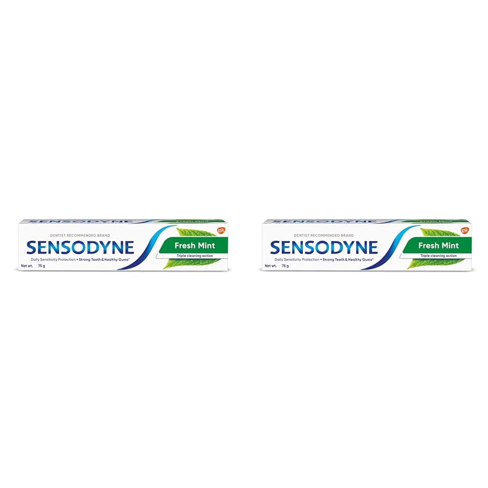 Sensodyne Toothpaste Fresh Mint, Sensitive tooth paste for daily sensitivity protection, 75 gm (Pack of 2)