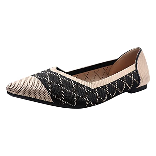 Chaussures plates ballet maille tricotée : chaussures élégantes à enfiler pour femme