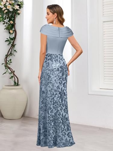 Mermaid Sequin Mother of The Bride Dresses Ruched Satin Long Wedding Guest Dress2