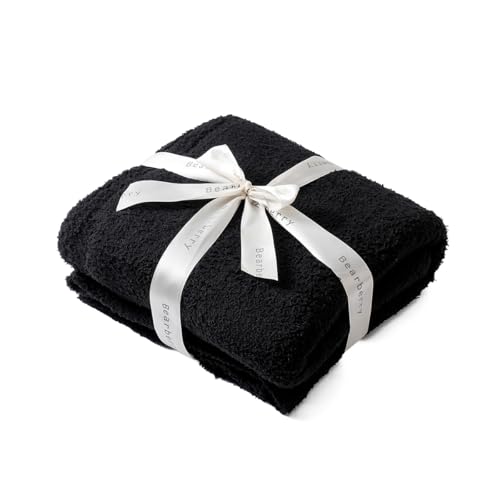 Image of bearberry Super Soft Fluffy Throw Blanket Lightweight Cozy Warm Throw Blankets for Couch Bed Sofa All Season (Black, 53”x71”)