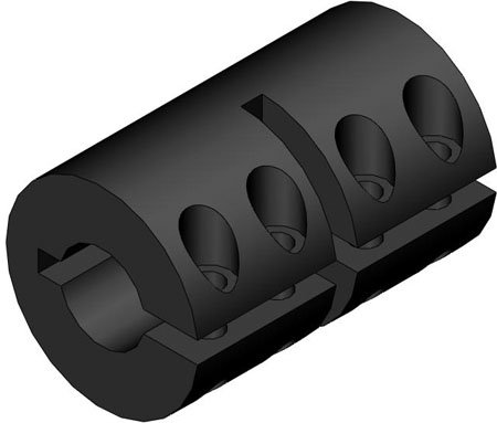 3/4 x 3/4 Bore Sizes, 1 1/2 O.D., 2 1/4 Lg., One-Piece Steel w/Keyway, Rigid Clamp Style Shaft Couplings (1 Each)