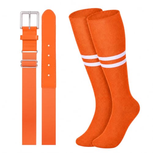 Image of XZQTIVE Baseball Softball Socks and Belt Combo Set Adjustable Softball Socks and Elastic Belt for Kids Youth Adult