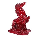 STOBAZA Rote Resin Pferdeskulptur Laufend Dekorative Figur für Wohlstand und Glück Tischdekoration für Zuhause und Büro Vielseitige Feng Shui Ornament Geschenkidee für
