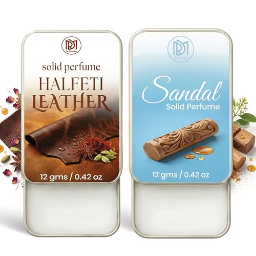 Image of Dr.Mashur Solid Perfume |sandal&Halfeti leather Alcohol Free Wax Perfume Balm, Long Lasting | Pocket Tin 12g, Pack Of 2| Non Greasy Smooth Glide, Travel Friendly Unisex Gifts He Or Her