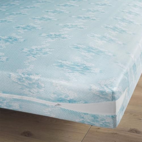 Housse Intégrale pour Matelas avec Fermeture Éclair avec Zip – Extensible Jusqu’à 25 cm – 100% Polyester 3 Tailles Disponible (140 X 190 CM)
