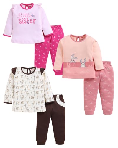 Image of LuvLap Baby Girls Regular Fit 100% Cotton Half Sleeves Girls Top CoSet Pack of 3