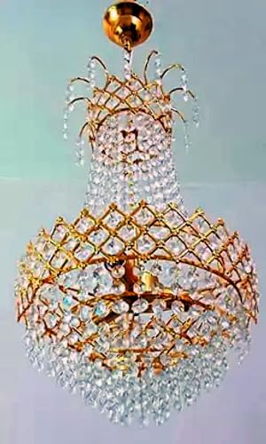 Image of SUANI Modern Crystal 40 watt Decorative Pendant Crystal Chandelier | Chandelier for Home| Chandelier for Restaurant | Jhoomar for Hotel | Light Fixture Chandelier (Golden300 mm)