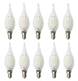 JCKing (Pack of 10) AC 110V-130V 2W E14 Dimmable LED Filament Bulbs Candle Flame tip LED Light Bulb,