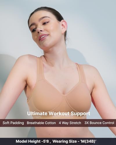 Image of BODYSIZE Women's Everyday Wear Wire Free Padded Sports Bra SF-28 (Heavily Padded, Gym, Yoga Bra) | Everyday Wear, Sweat Absorbent, Soft Cotton Fabric for Ultimate Comfort (B Cup)