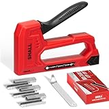 SHALL 軽量ホチキス 木に打てる ホッチキス ガンタッカ - 赤色 木材用ステープルガンの室内装飾用ステープルガン、JT21 ステープル 1600 個、6、8、10 mm、ステープルリムーバー付き - クラフト、DIY、装飾用の布用ステープルガン