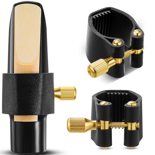 Anglechic 2 Pcs Alto Sax Ligature, Synthetic Leather, Adjustable Screws