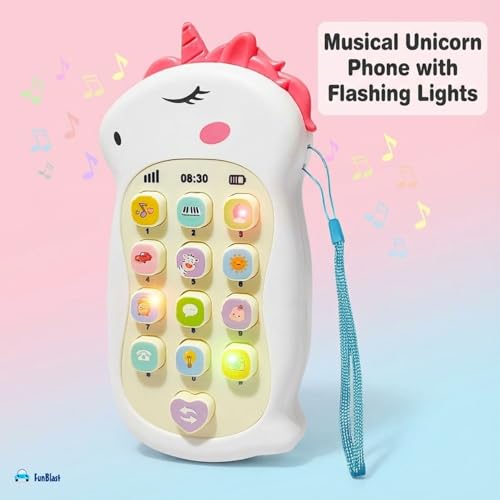 Image of FunBlast Cartoon Musical Mobile Phone for Kids, Mobile with Light & Sound Toys for Babies | Educational Toys for Kids 3+ Years /Boys /Girls-1 Unit (Uni-White)