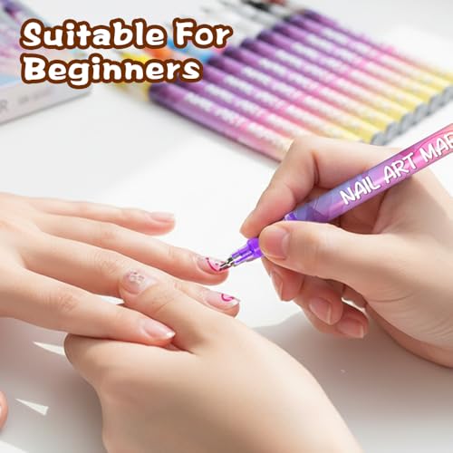 Image of 12 Colors Nail Art Pens Set, Nail Art Markers Polish Pen for 3D Nail Art, Drawing Painting Liner Brush for DIY Nail Art Beauty Adorn Manicure Tool (36 colors)