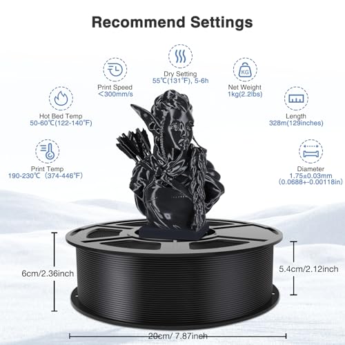 Image of Black Silk PLA Filament Bundle 1.75mm 3D Printer Filament, 2kg Spool (4.4lbs), Dimensional Accuracy + /- 0.03 mm, Fit Most FDM 3D Printer (Silk Black 2-Pack)