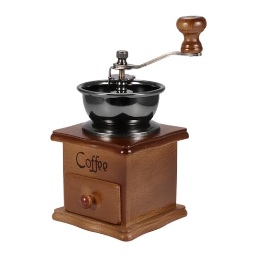 Viitech Kaffeemühle Manuell, Vintage Holz Kaffeebohnenmühle, Verstellbarer Mahlgrad Kaffeemühle Handkaffeemühle für Zuhause Büro Reisen