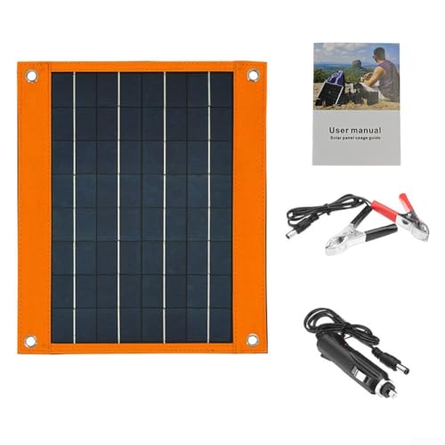 Cargador de panel solar portátil de 16 W con salida dual USB-A USB-C DC5521 para camping, panel de energía solar monocristalino para aventuras al aire libre, negro