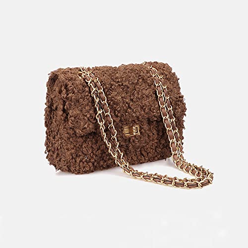 Women Plush Shoulder Bag Fashion Fluffy Crossbody Bag Soft Warm Fuzzy Purse with Adjustable Chain Strap4
