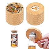 PYD Life 12 Pack 2 in 1 Sublimation Bamboo Bottle Opener Coaster Blanks,3" Round Wooden Stainless Steel Table Opener Mug Cup Coasters,Custom Personalized Beer Openers for Kitchen,Bar,Restaurant