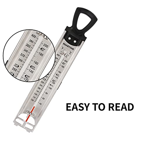Roastove Candy/Jelly/Deep Fry Stainless Steel Thermometer with Pot Clip & Hanging Hook-100PACKS