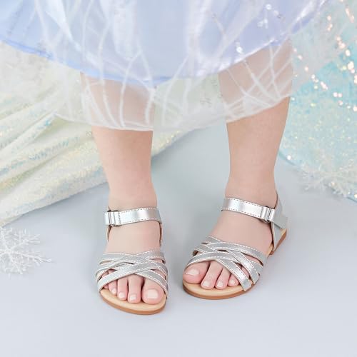 Image of Felix & Flora Toddler Girl Sandals - Little Girl Easter Dress Shoes Lightweight Open Toe Beach Holiday Flats