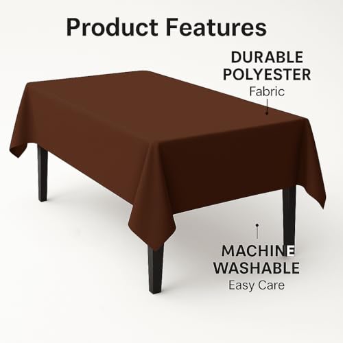 Image of Styleys Dining Table Cover Waterproof with for Kitchen Dining Table Cloth Dust and Oil Repellent (140x220, 1 Table Cover Only, Brown, CTSD17)