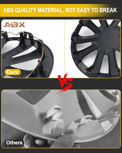 Image of ABX Hubcap Wheel Covers Hub Caps 16 Inch Set of 4 Black & Silver Universal Wheel Rim Cover R16 Stylish Car Decor Wheel Covers for Toyota Camry Nissan Mazda (silver-05, 16 inch)
