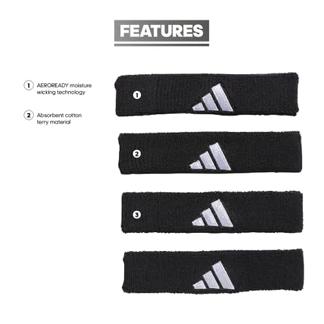 adidas Interval 3/4-inch Bicep Band, Black/White/2, One Size