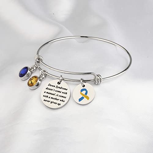 Bracelet ruban jaune et bleu syndrome de Down SEIRAA M