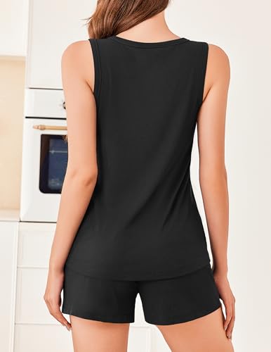 Ekouaer Ribbed 2 Piece Lounge Sets Sleeveless Pajama Tank and Shorts Set Summer Pjs Loungewear Matching Outfits for Women3